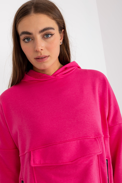 Fluo růžová bavlněná dlouhá mikina