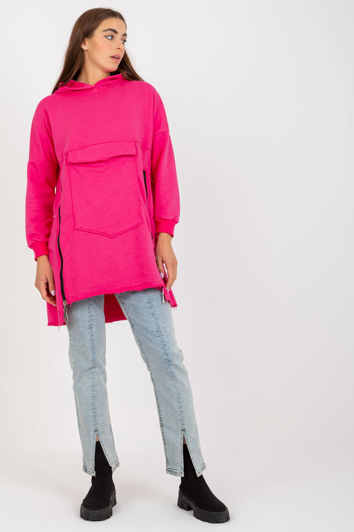 Fluo růžová bavlněná dlouhá mikina