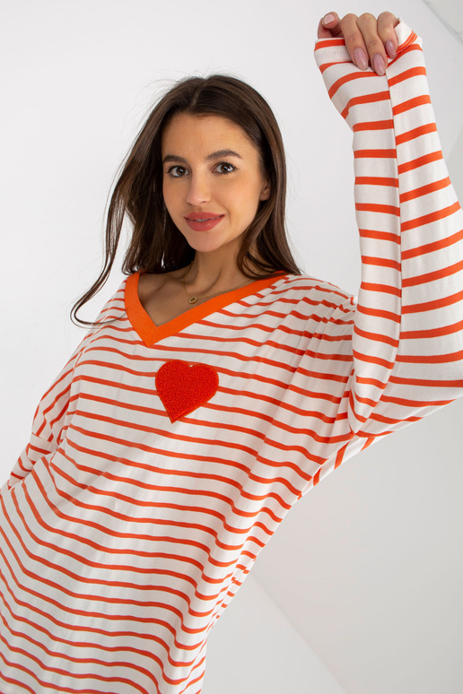 Oranžová a bílá volná proužkovaná...