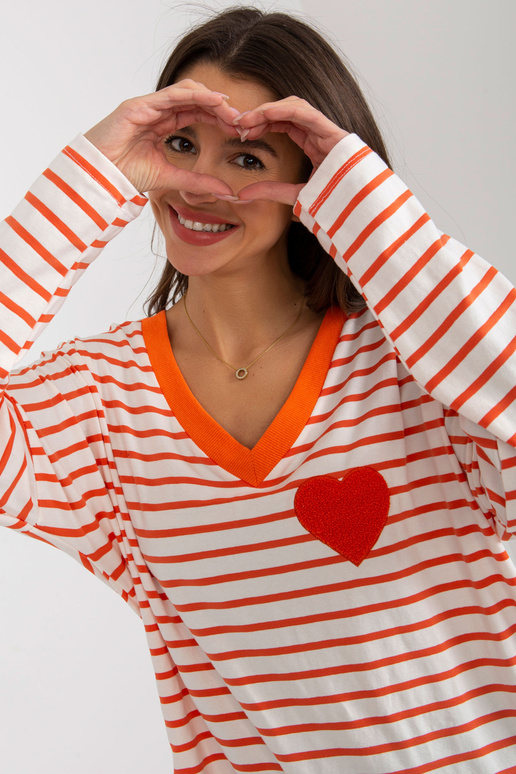 Oranžová a bílá volná proužkovaná...