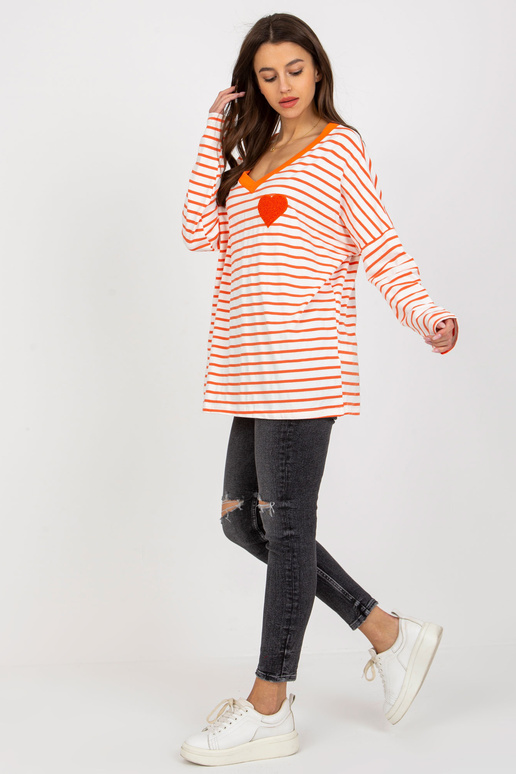 Oranžová a bílá volná proužkovaná...