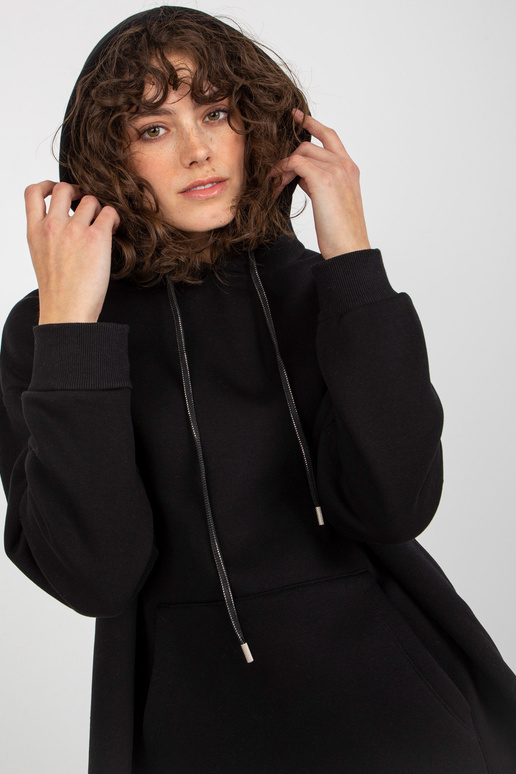 Černá oversize dlouhá mikina s kapsami