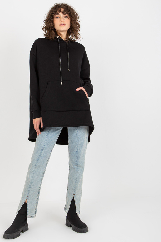 Černá oversize dlouhá mikina s kapsami