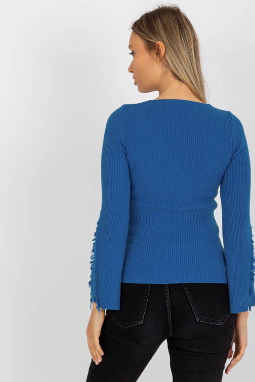 Ciemnoniebieski prążkowany sweter...