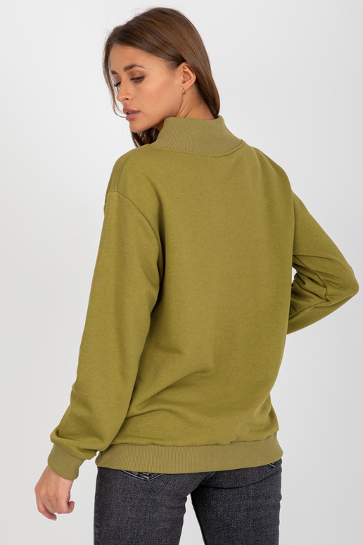 Olivová dámská mikina bez kapuce s...