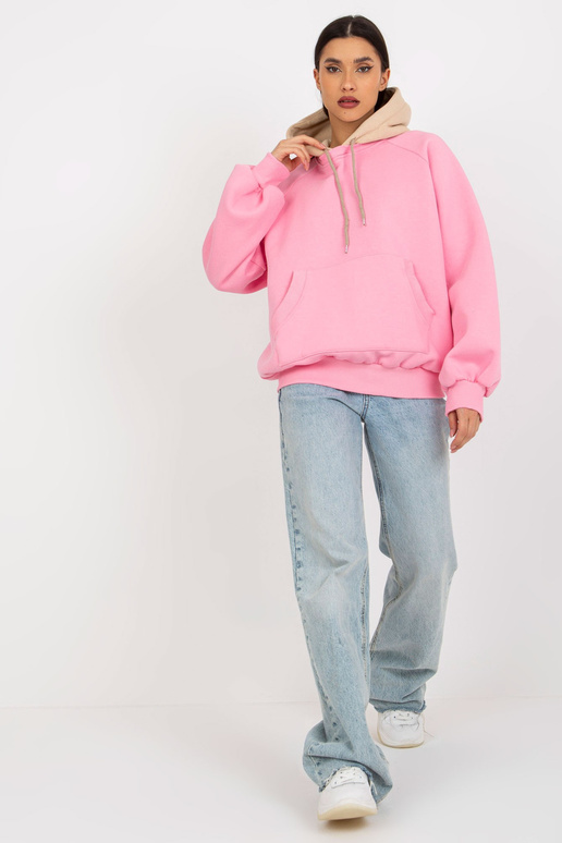 Růžová a béžová oversized basic mikina Růžová a béžová oversized basic mikina