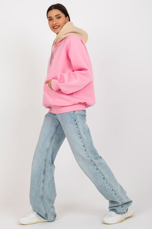 Růžová a béžová oversized basic mikina Růžová a béžová oversized basic mikina