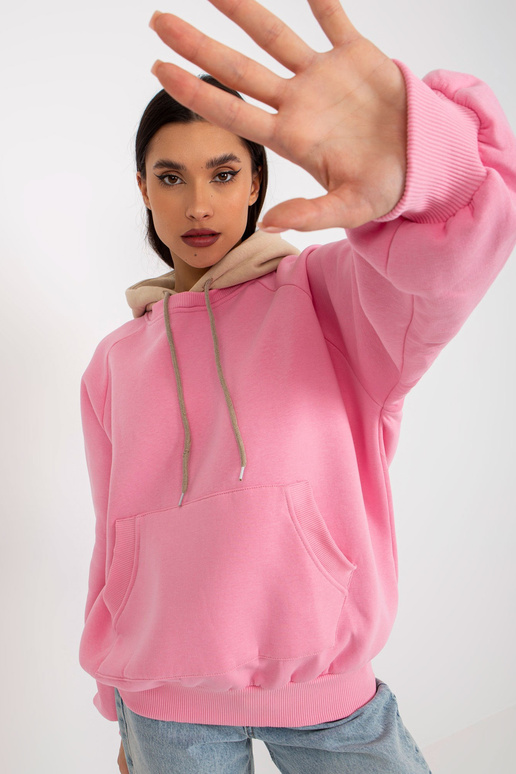 Růžová a béžová oversized basic mikina Růžová a béžová oversized basic mikina