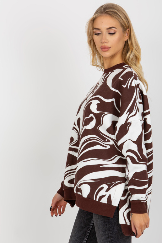 Tmavě hnědobílá oversize mikina s... Tmavě hnědobílá oversize mikina s...