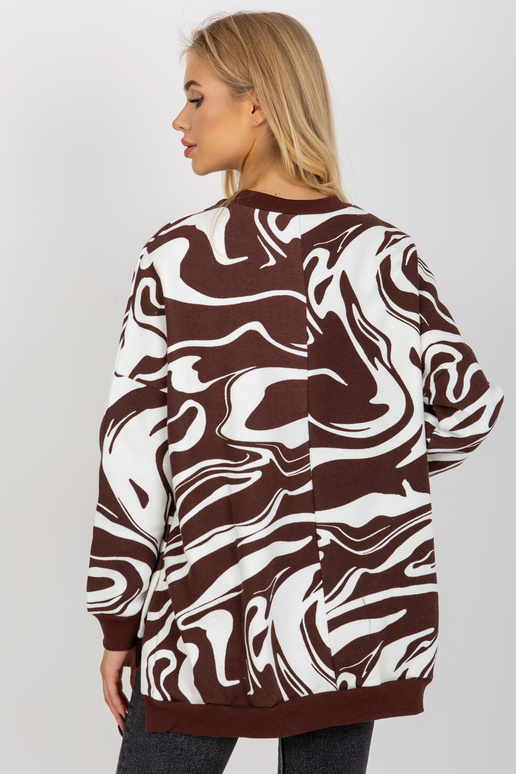 Tmavě hnědobílá oversize mikina s... Tmavě hnědobílá oversize mikina s...