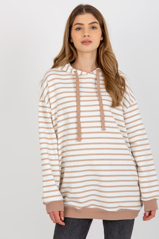 Velbloudí bílá volná pruhovaná mikina...
