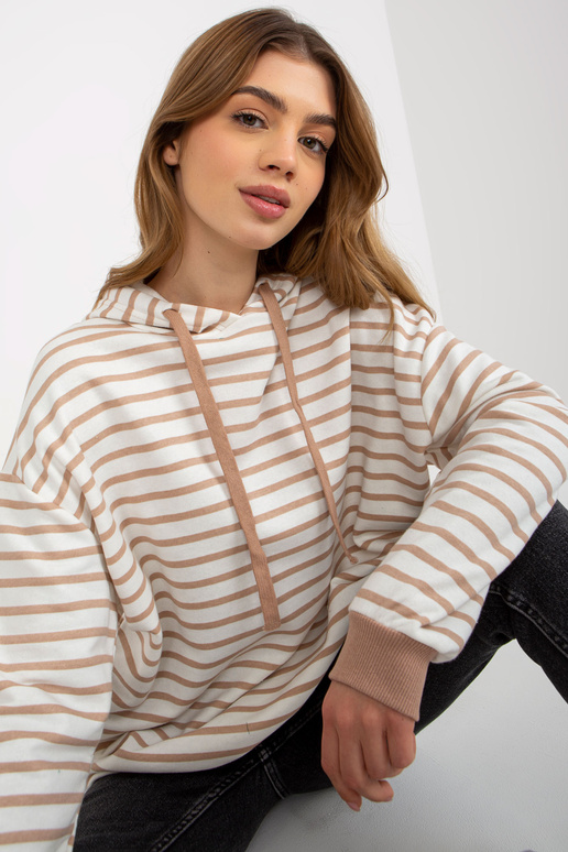 Velbloudí bílá volná pruhovaná mikina...