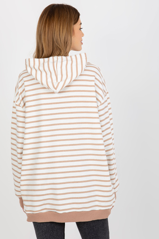 Velbloudí bílá volná pruhovaná mikina...