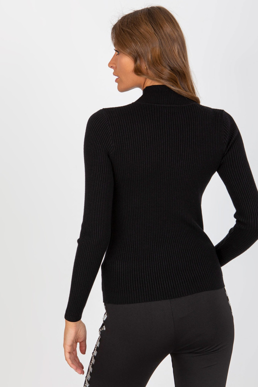 Černý proužkovaný svetr s polovičním...