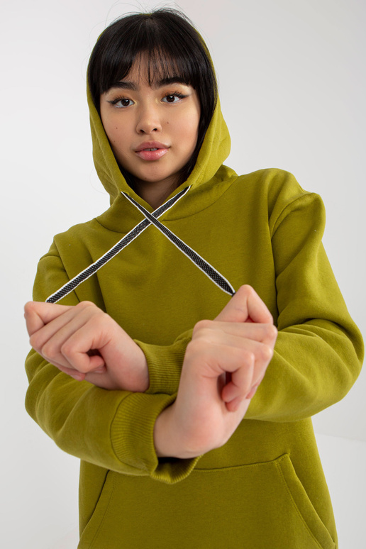 Olivová dlouhá mikina klokaní oversize Olivová dlouhá mikina klokaní oversize