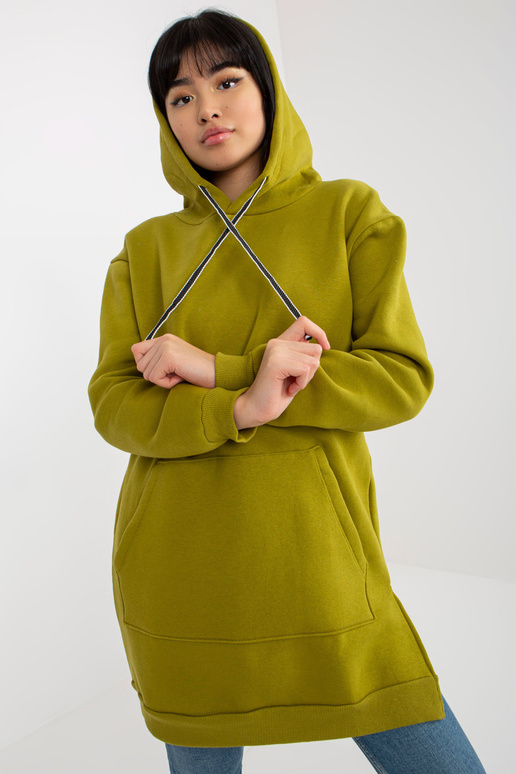 Olivová dlouhá mikina klokaní oversize Olivová dlouhá mikina klokaní oversize