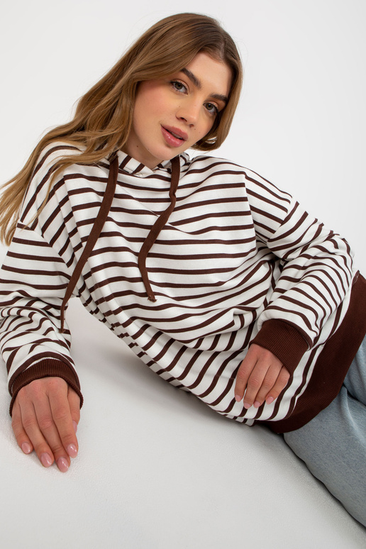 Tmavě hnědá a bílá volná pruhovaná...