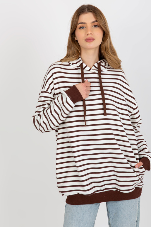 Tmavě hnědá a bílá volná pruhovaná...