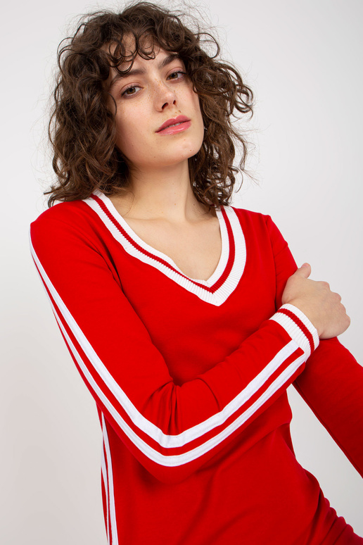 Červené midi teplákové šaty s pruhy Červené midi teplákové šaty s pruhy