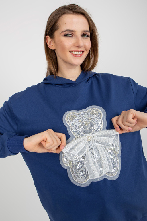 Tmavě modrá dámská mikina s plyšovým... Tmavě modrá dámská mikina s plyšovým...