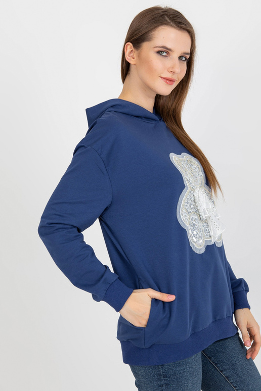 Tmavě modrá dámská mikina s plyšovým... Tmavě modrá dámská mikina s plyšovým...