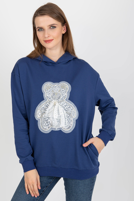 Tmavě modrá dámská mikina s plyšovým... Tmavě modrá dámská mikina s plyšovým...