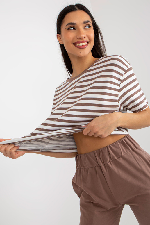 Hnědobílý dámský letní základní set s... Hnědobílý dámský letní základní set s...