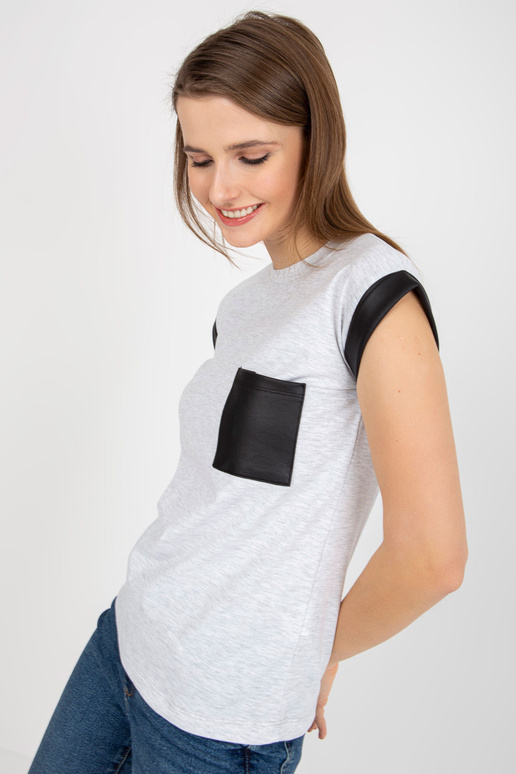 Šedé dámské tričko melange s vsadkami...