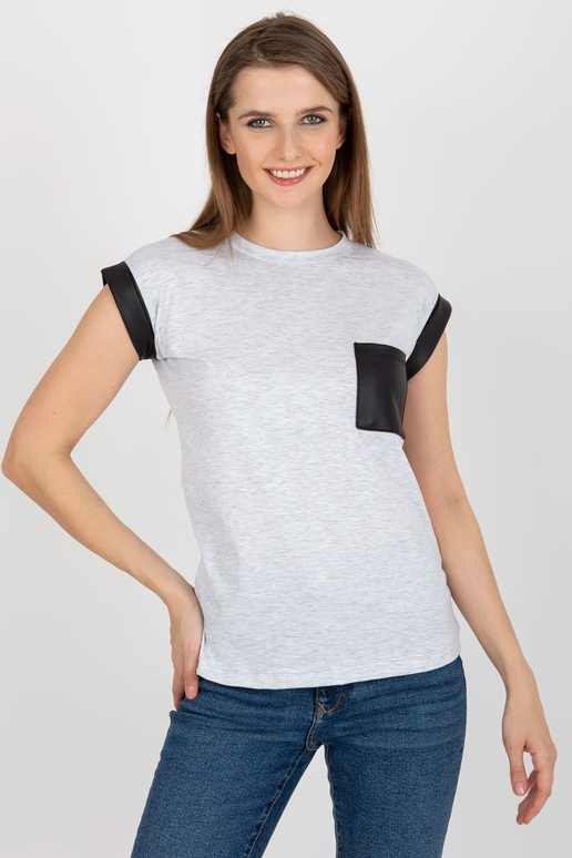 Šedé dámské tričko melange s vsadkami...