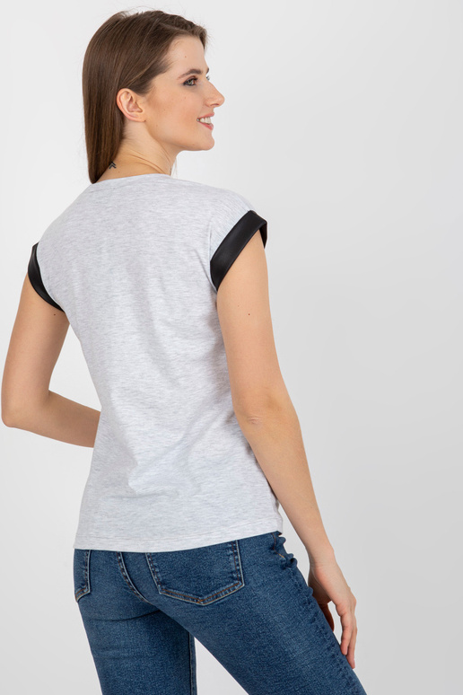 Šedé dámské tričko melange s vsadkami...