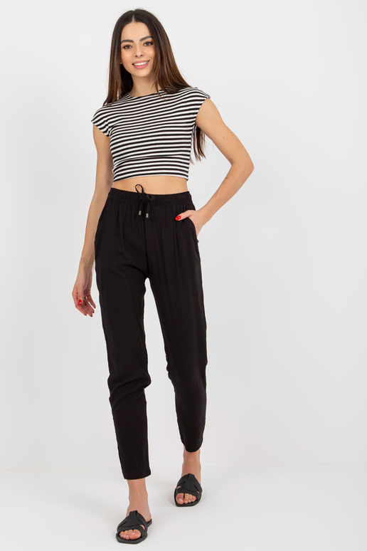 Černé letní kalhoty z viskózové látky...