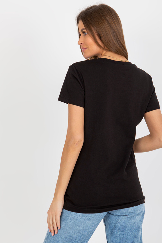 Černozelené bavlněné dámské tričko s...