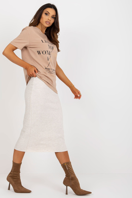 Tmavě béžové dámské tričko s...