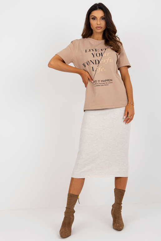 Tmavě béžové dámské tričko s...