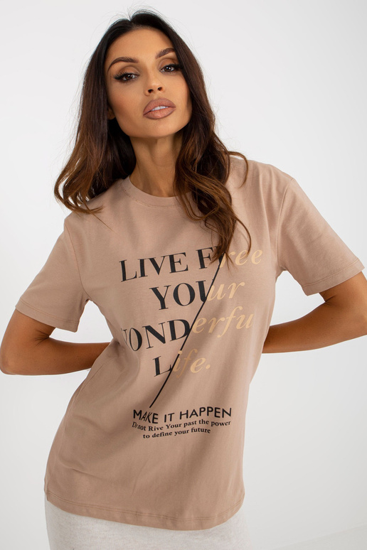 Tmavě béžové dámské tričko s...