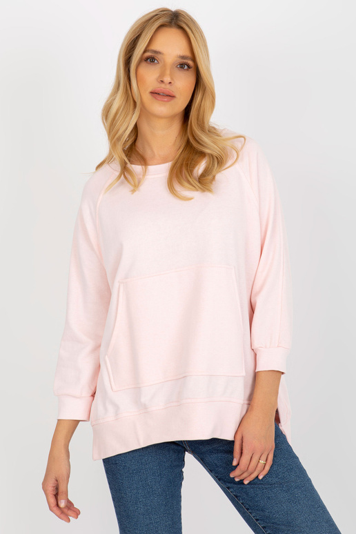 Světle růžová mikina basic klokanka s... Světle růžová mikina basic klokanka s...