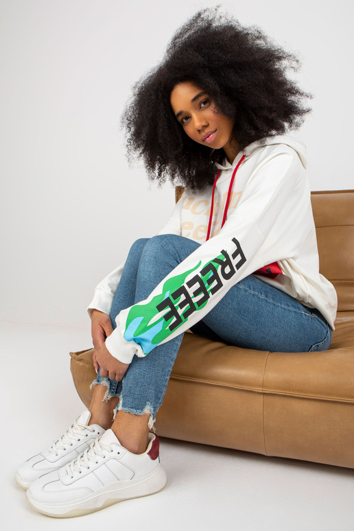 Ecru mikina s oversize potiskem Ecru mikina s oversize potiskem