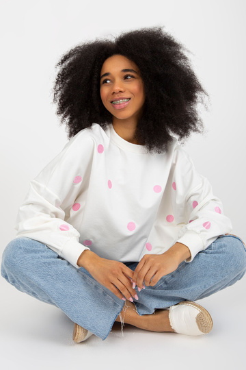 Ecru puntíkatá mikina s kapucí