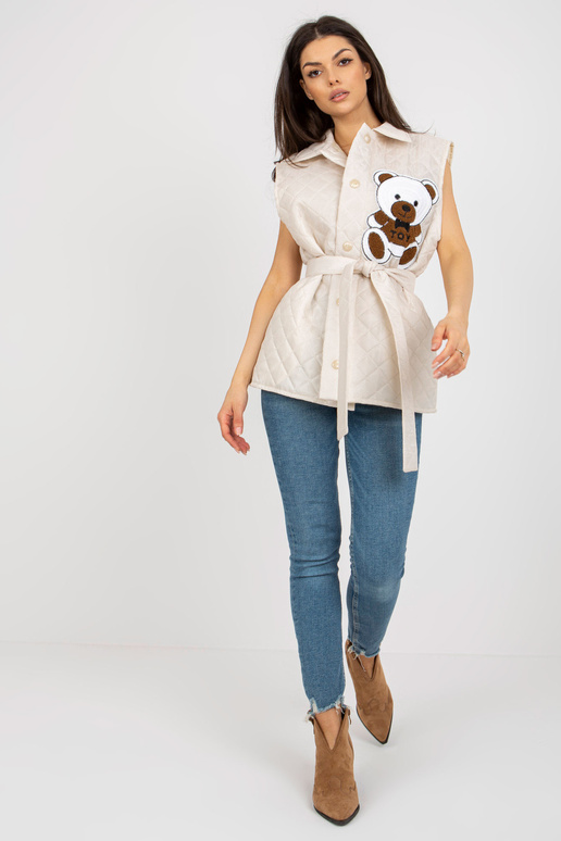 Světle béžová prošívaná vesta s...