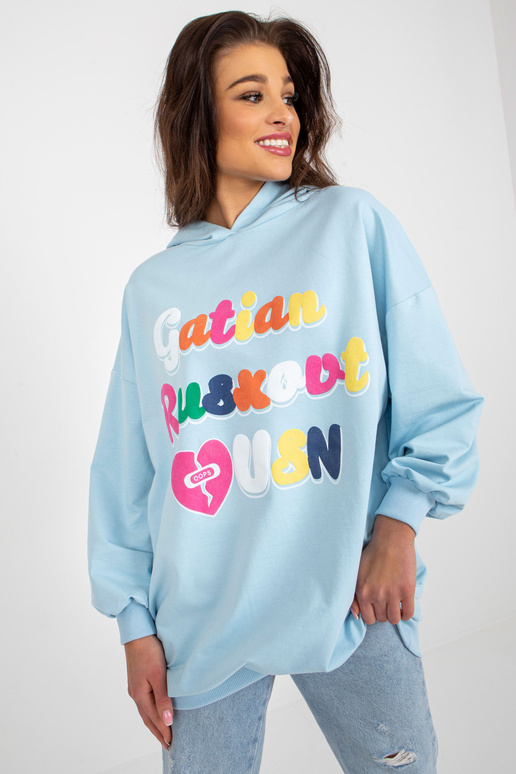 Světle modrá dlouhá mikina s potiskem... Světle modrá dlouhá mikina s potiskem...