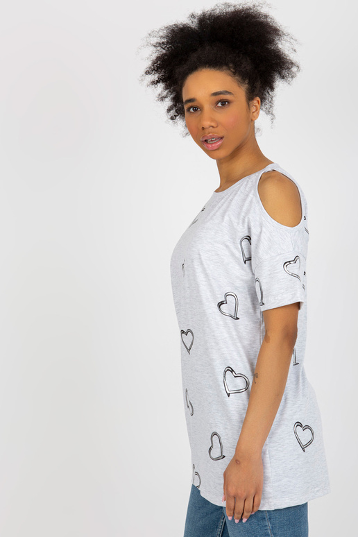 Světle šedá halenka s holými rameny Světle šedá halenka s holými rameny