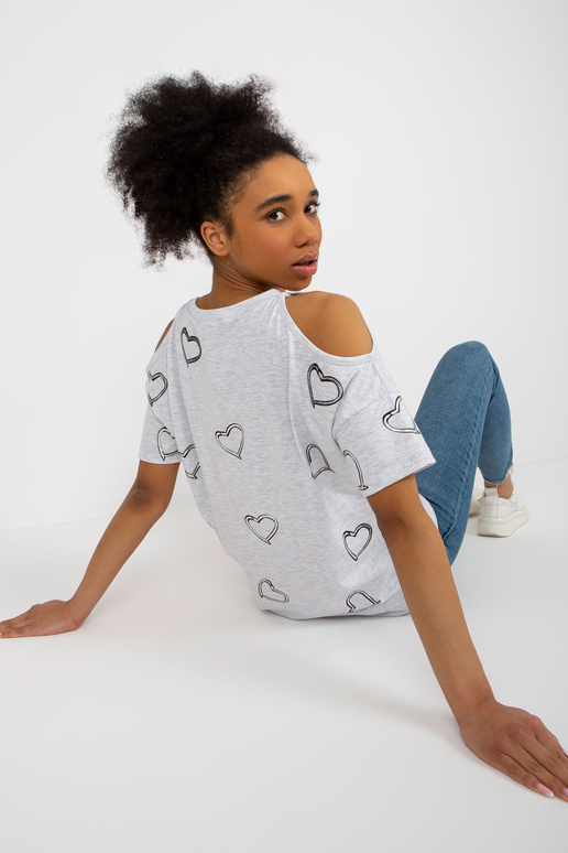 Světle šedá halenka s holými rameny Světle šedá halenka s holými rameny