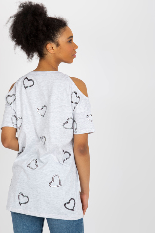 Světle šedá halenka s holými rameny Světle šedá halenka s holými rameny