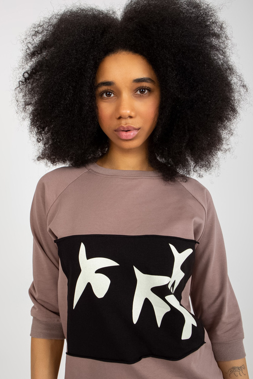 Hnědá dámská mikina s krátkou sukní