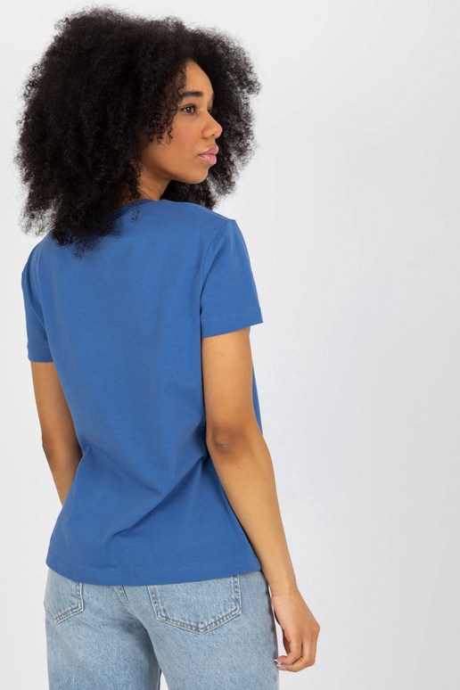 Tmavě modré bavlněné tričko s nášivkami Tmavě modré bavlněné tričko s nášivkami