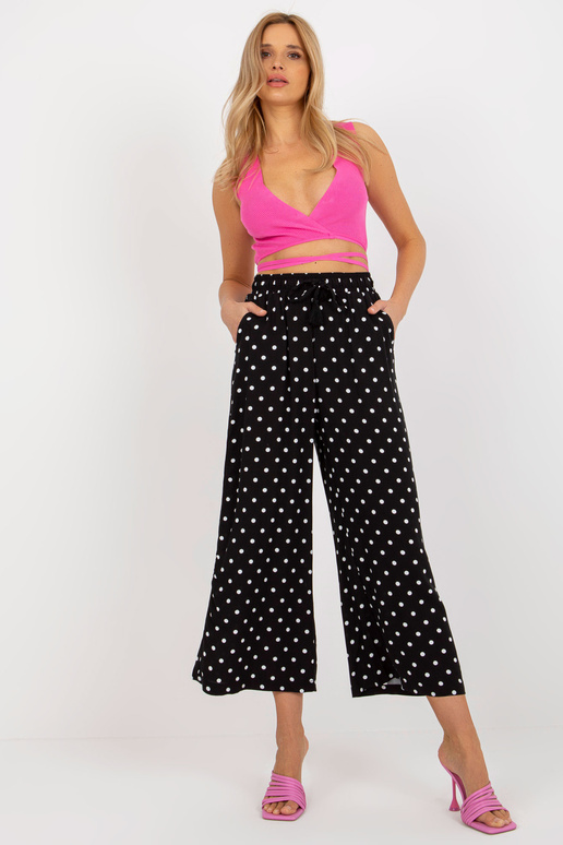 Černé látkové palazzo kalhoty v...