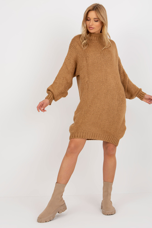 Velbloudí oversize pletené šaty s...