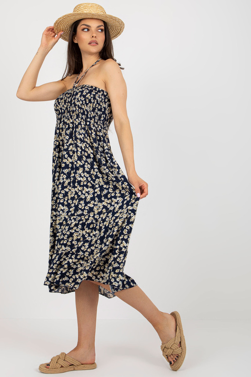 Tmavě modré květované šaty se...