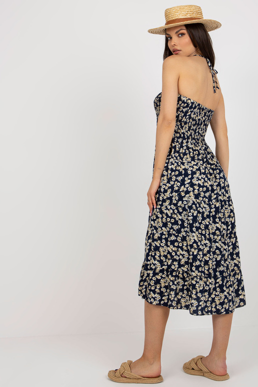 Tmavě modré květované šaty se...