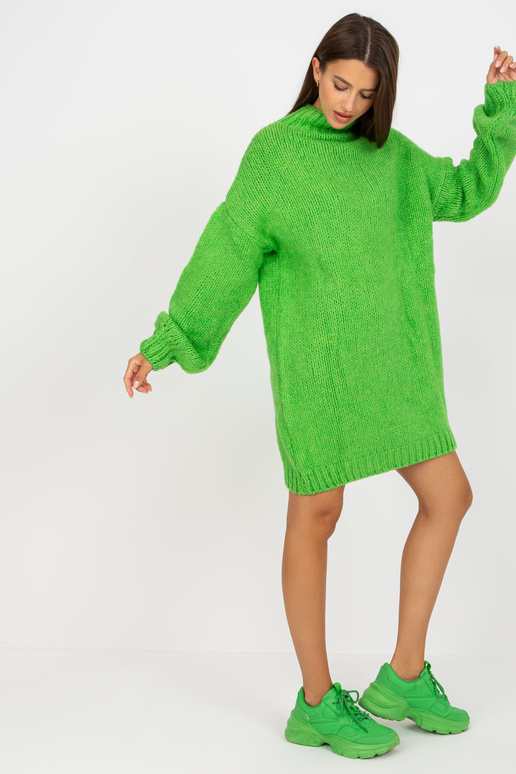 Světle zelené pletené šaty s dlouhým...